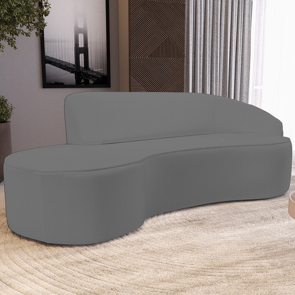 Sofá 5 Lugares Curvo Sala de Estar Living Firenze Direito D02 Corano Cinza 300 cm C-03 - Lyam