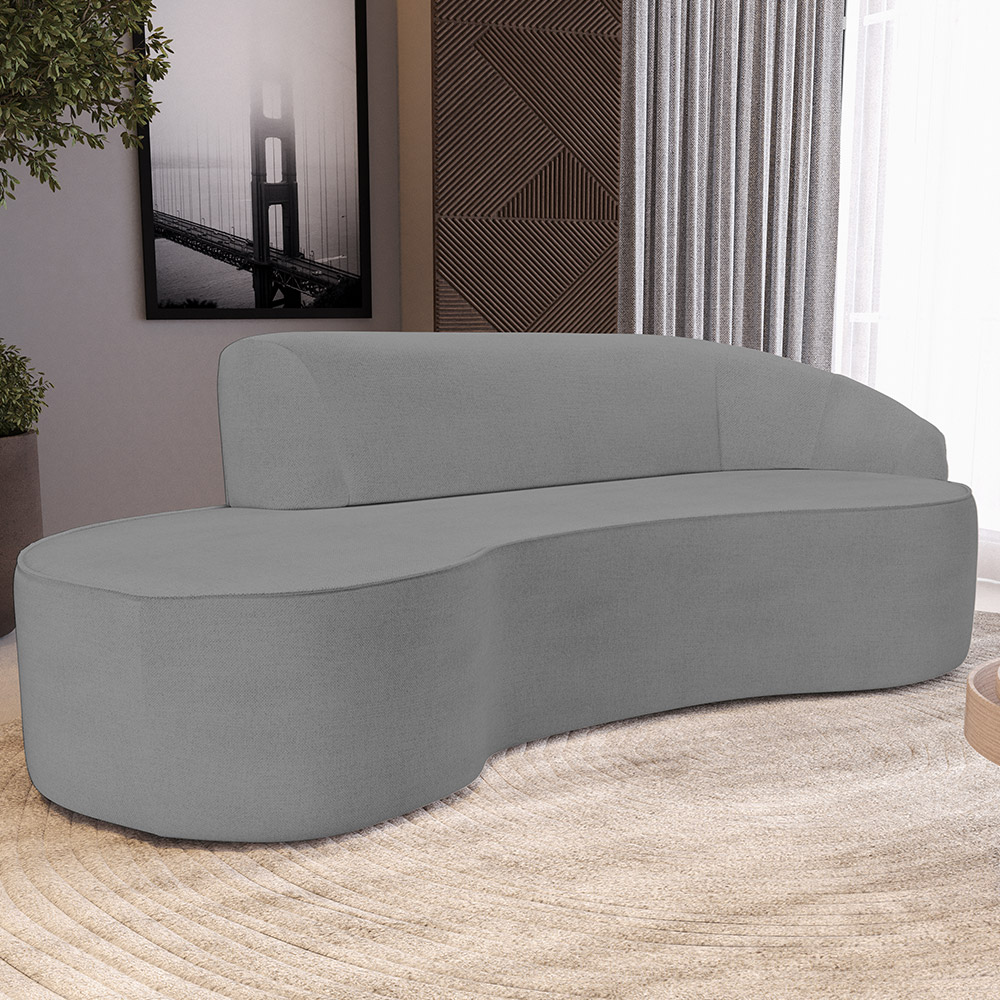 Sofá 5 Lugares Curvo Sala de Estar Living Firenze Direito D02 Linho Cinza Escuro 300 cm C-416 - Lyam