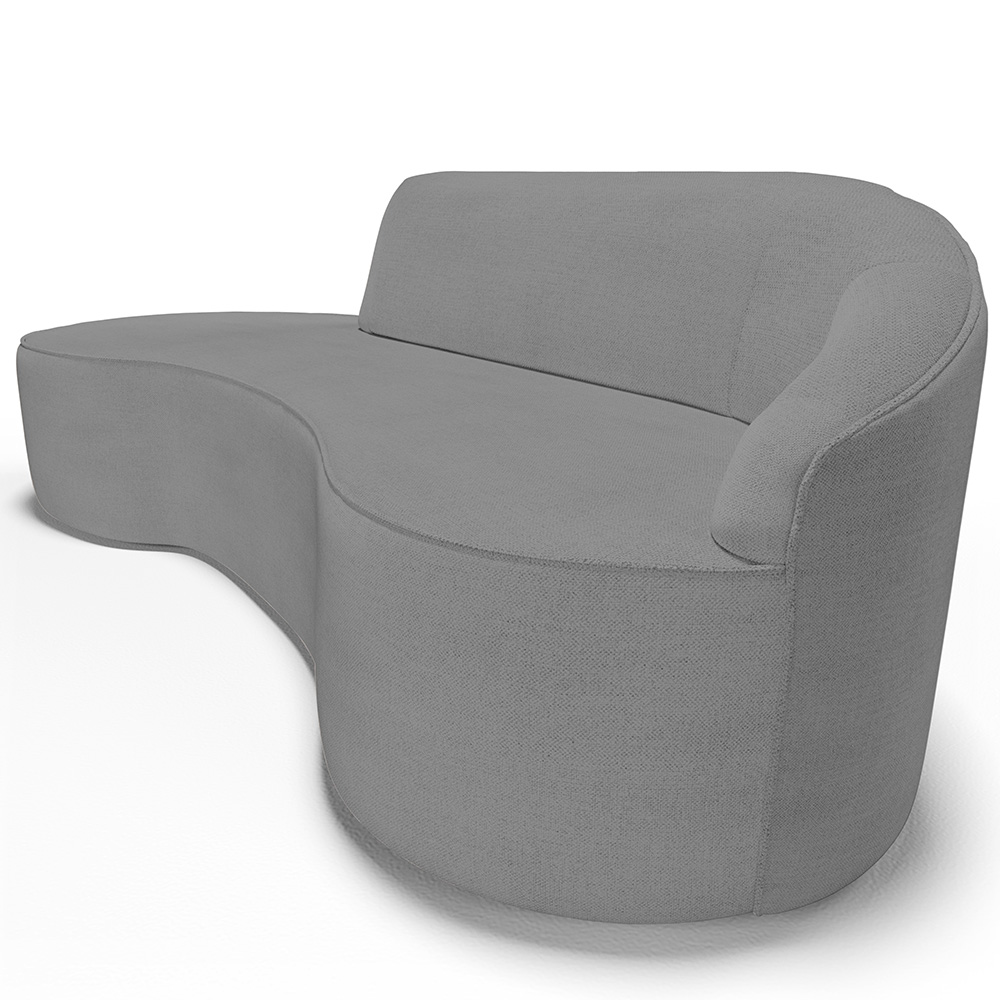 Sofá 5 Lugares Curvo Sala de Estar Living Firenze Direito D02 Linho Cinza Escuro 300 cm C-416 - Lyam