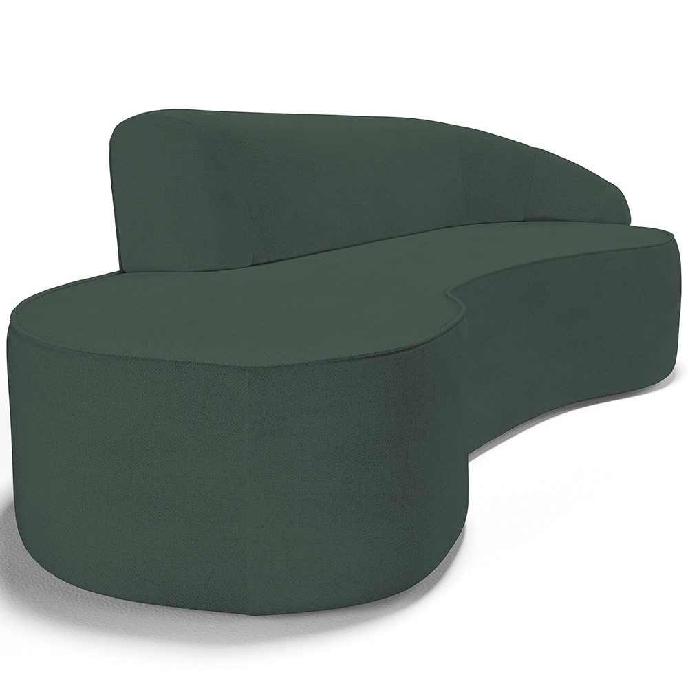 Sofá 5 Lugares Curvo Sala de Estar Living Firenze Direito D02 Linho Verde Musgo 300 cm C-117 - Lyam