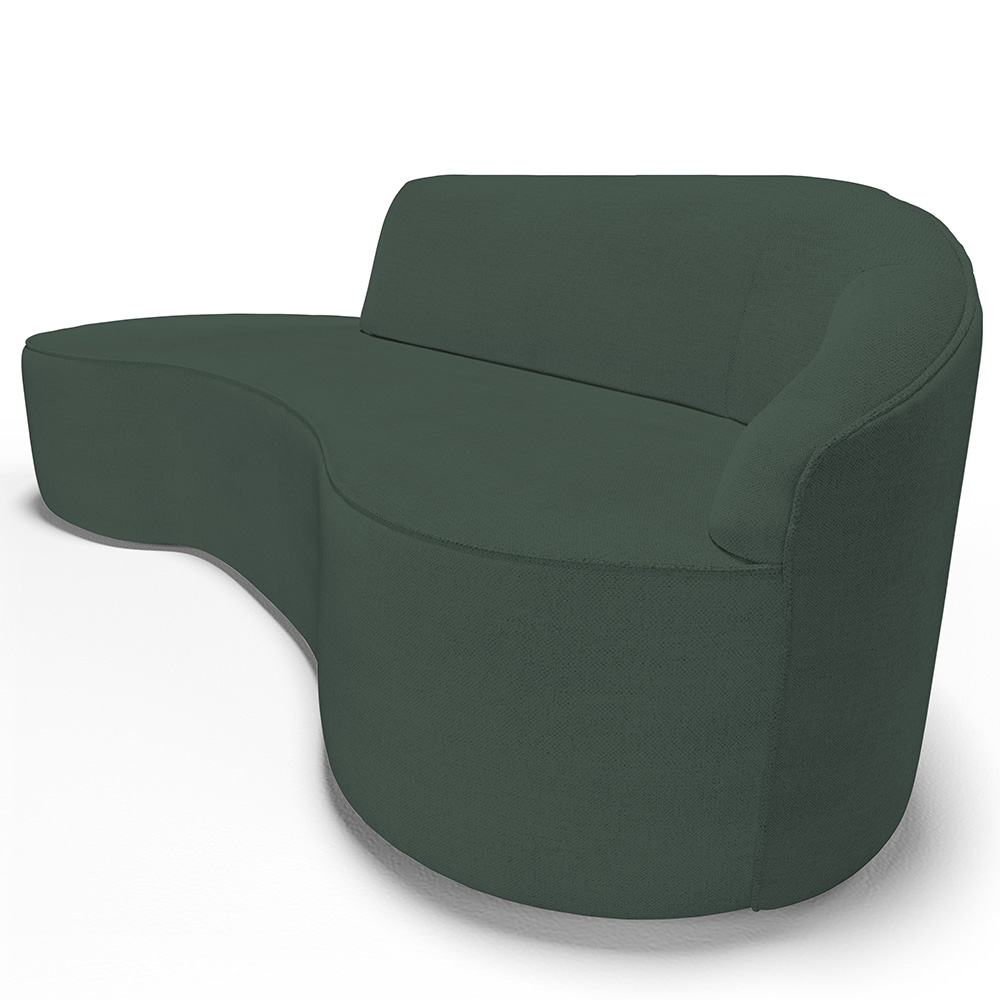 Sofá 5 Lugares Curvo Sala de Estar Living Firenze Direito D02 Linho Verde Musgo 300 cm C-117 - Lyam