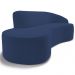 Sofá 5 Lugares Curvo Sala de Estar Living Firenze Direito D02 Veludo Azul Marinho 300 cm C-304 - Lyam
