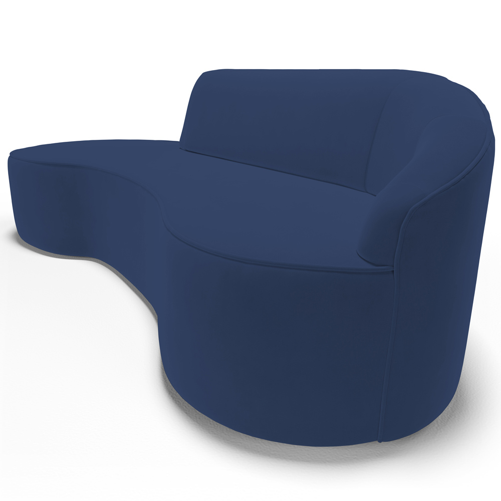 Sofá 5 Lugares Curvo Sala de Estar Living Firenze Direito D02 Veludo Azul Marinho 300 cm C-304 - Lyam