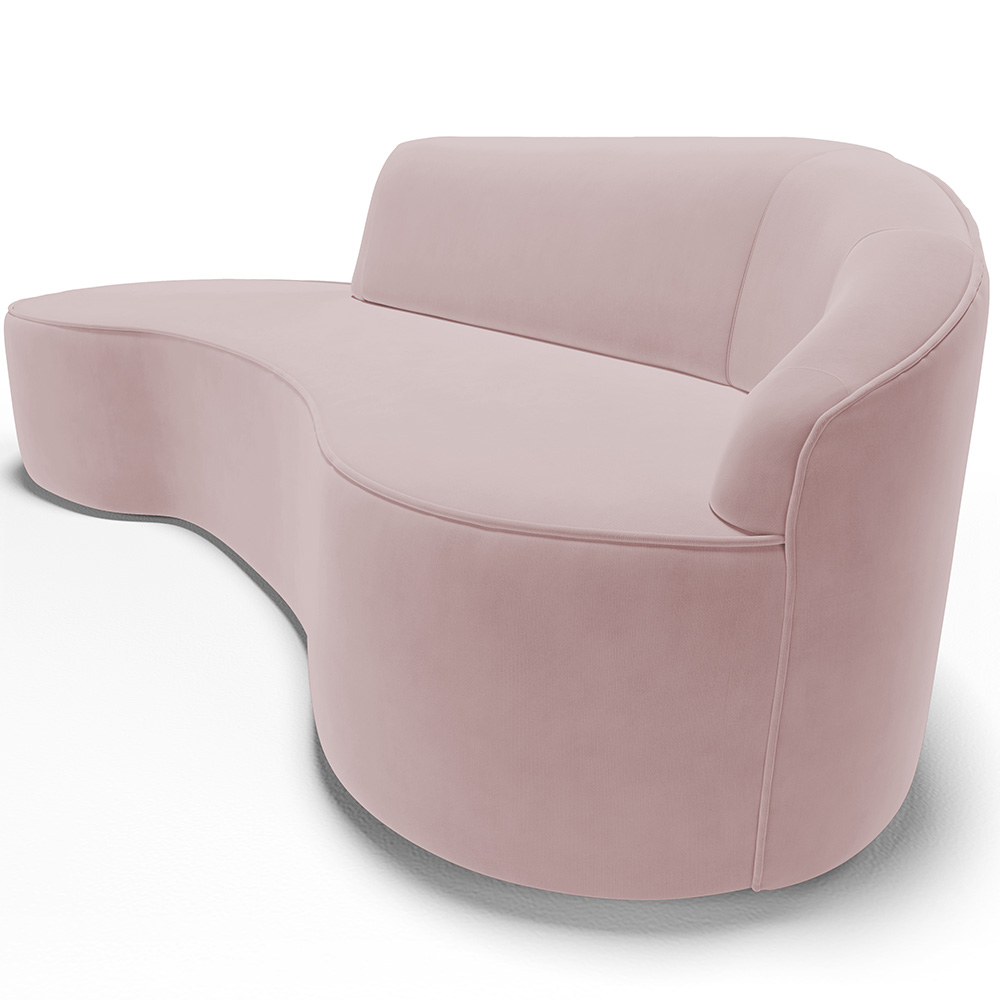 Sofá 5 Lugares Curvo Sala de Estar Living Firenze Direito D02 Veludo Rosê 300 cm C-305 - Lyam