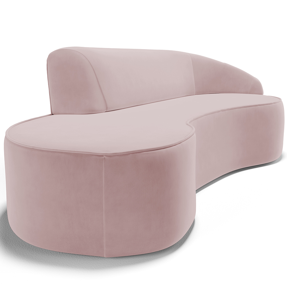 Sofá 5 Lugares Curvo Sala de Estar Living Firenze Direito D02 Veludo Rosê 300 cm C-305 - Lyam