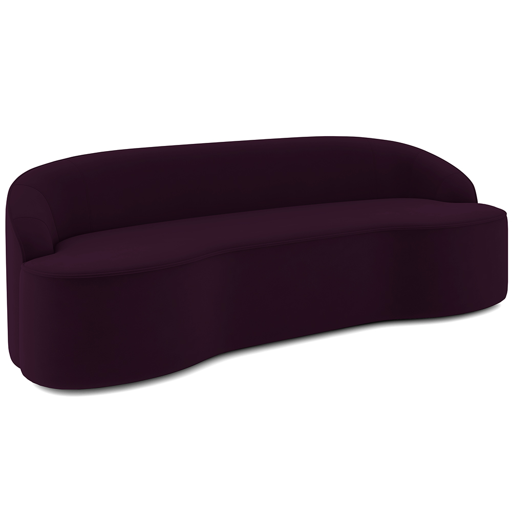 Sofá 5 Lugares Curvo Sala de Estar Living Lótus D02 Veludo Roxo 300 cm C-292 - Lyam