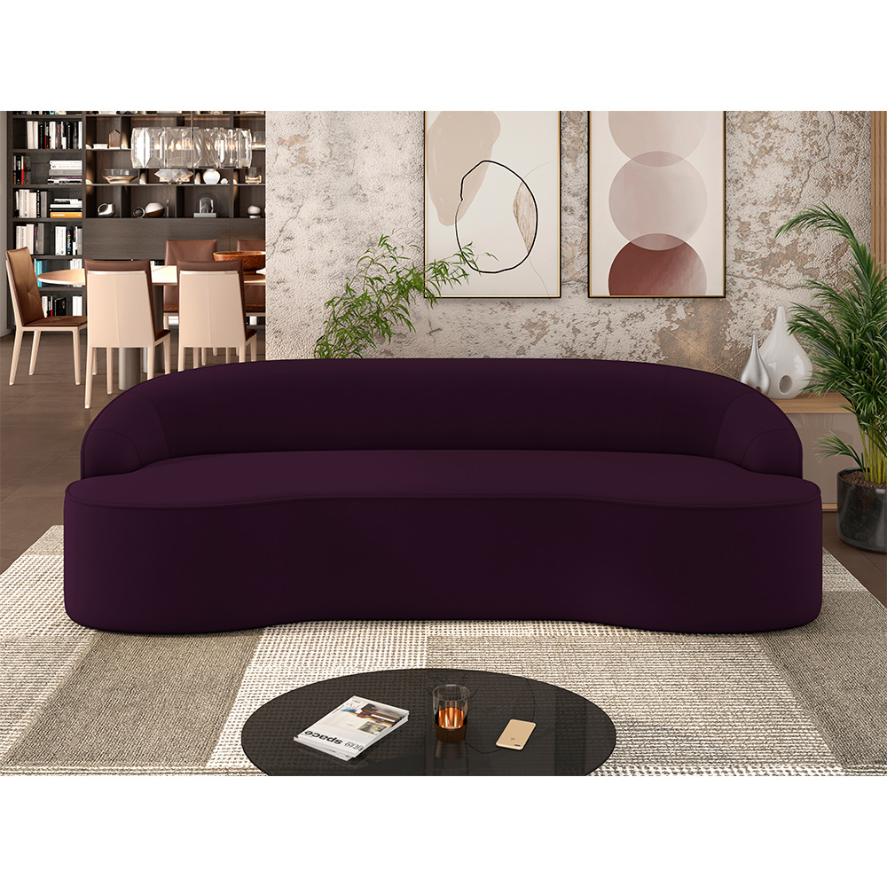 Sofá 5 Lugares Curvo Sala de Estar Living Lótus D02 Veludo Roxo 300 cm C-292 - Lyam
