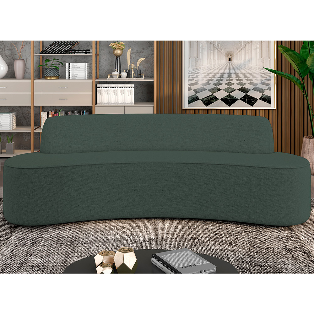 Sofá 5 Lugares Sala de Estar Cancún D02 Linho Verde Musgo 300 cm C-117 - Lyam Decor