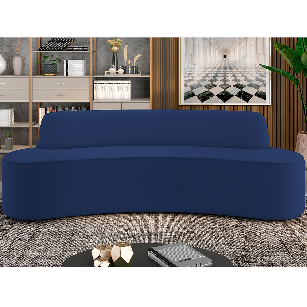 Sofá 5 Lugares Sala de Estar Cancún D02 Veludo Azul Marinho 300 cm C-287 - Lyam Decor