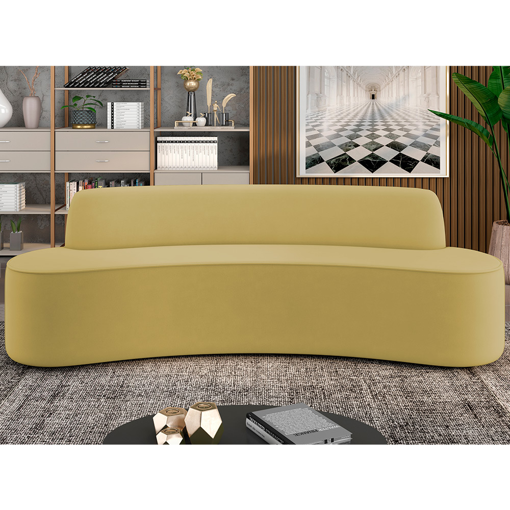Sofá 5 Lugares Sala de Estar Cancún D02 Veludo Mostarda 300 cm C-279 - Lyam Decor