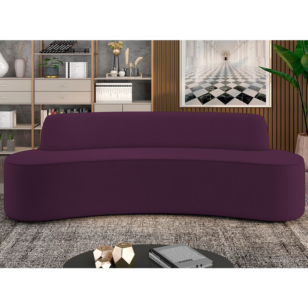 Sofá 5 Lugares Sala de Estar Cancún D02 Veludo Roxo 300 cm C-292 - Lyam Decor