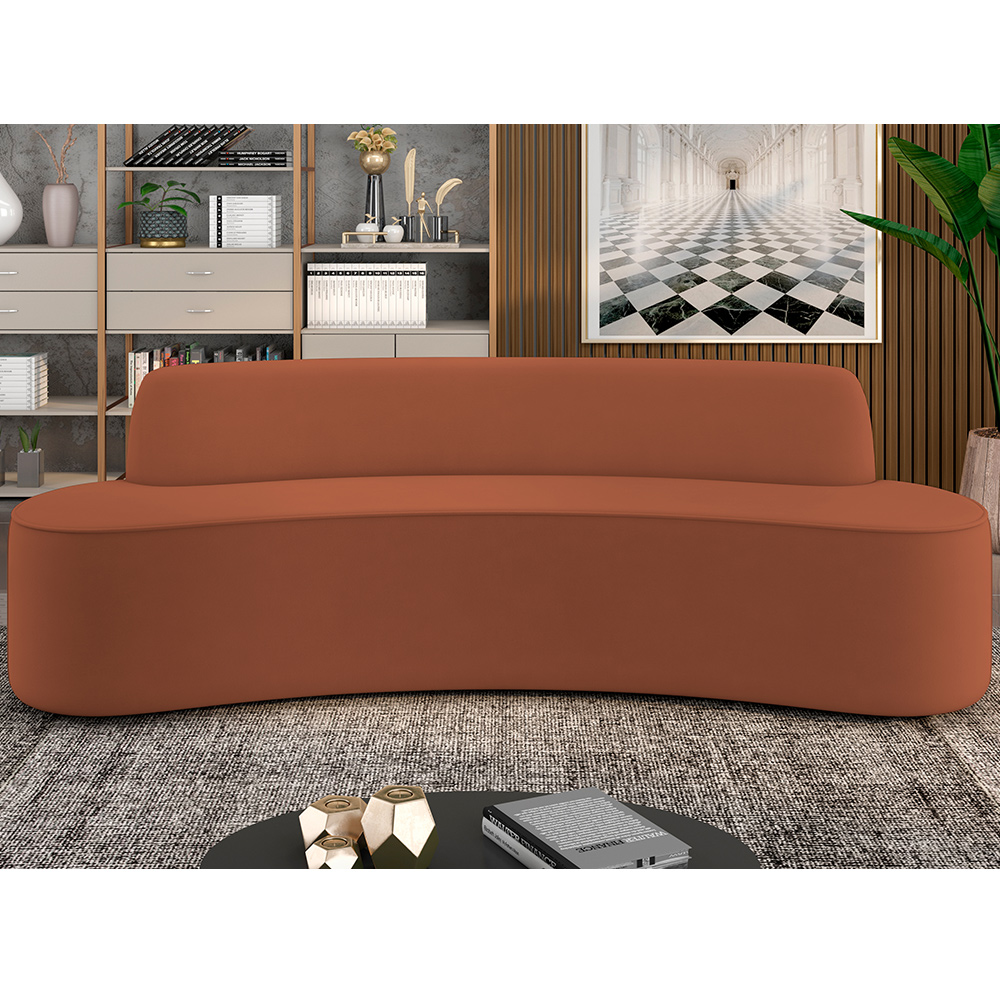 Sofá 5 Lugares Sala de Estar Cancún D02 Veludo Telha 300 cm C-262 - Lyam Decor