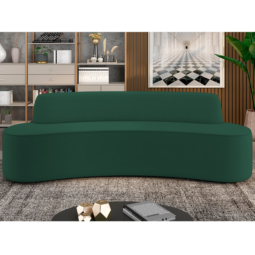 Sofá 5 Lugares Sala de Estar Cancún D02 Veludo Verde Musgo 300 cm C-303 - Lyam Decor