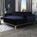 Sofá 5 Lugares com Chaise Direito Para Sala Molino 300 cm D02 Veludo Azul Marinho B-287 - Lyam Decor