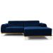 Sofá 5 Lugares com Chaise Direito Para Sala Molino 300 cm D02 Veludo Azul Oxford B-304 - Lyam Decor