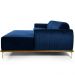 Sofá 5 Lugares com Chaise Direito Para Sala Molino 300 cm D02 Veludo Azul Oxford B-304 - Lyam Decor