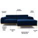 Sofá 5 Lugares com Chaise Direito Para Sala Molino 300 cm D02 Veludo Azul Oxford B-304 - Lyam Decor