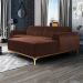 Sofá 5 Lugares com Chaise Direito Para Sala Molino 300 cm D02 Veludo Marrom B-276 - Lyam Decor