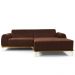 Sofá 5 Lugares com Chaise Direito Para Sala Molino 300 cm D02 Veludo Marrom B-276 - Lyam Decor
