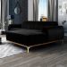 Sofá 5 Lugares com Chaise Direito Para Sala Molino 300 cm D02 Veludo Preto C-300 - Lyam Decor