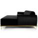 Sofá 5 Lugares com Chaise Direito Para Sala Molino 300 cm D02 Veludo Preto C-300 - Lyam Decor