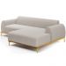Sofá 5 Lugares com Chaise Direito Para Sala de Estar Molino 300cm D02 Base Castanho Pés D'ouro Bouclê Creme C-54 - Lyam Decor