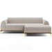 Sofá 5 Lugares com Chaise Direito Para Sala de Estar Molino 300cm D02 Base Castanho Pés D'ouro Bouclê Creme C-54 - Lyam Decor
