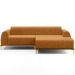 Sofá 5 Lugares com Chaise Direito Para Sala de Estar Molino 300cm D02 Base Castanho Pés D'ouro Couríssimo Whisky B-90 - Lyam Decor