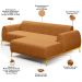 Sofá 5 Lugares com Chaise Direito Para Sala de Estar Molino 300cm D02 Base Castanho Pés D'ouro Couríssimo Whisky B-90 - Lyam Decor