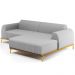 Sofá 5 Lugares com Chaise Direito Para Sala de Estar Molino 300cm D02 Linho Cinza D-315 - Lyam Decor