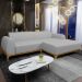 Sofá 5 Lugares com Chaise Direito Para Sala de Estar Molino 300cm D02 Linho Cinza D-315 - Lyam Decor