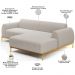 Sofá 5 Lugares com Chaise Direito Para Sala de Estar Molino 320cm D02 Base Castanho Pés D'ouro Bouclê Creme C-54 - Lyam Decor