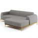 Sofá 5 Lugares com Chaise Direito Sala Estar Molino 300cm D02 Linho Cinza Escuro C-416 - Lyam Decor