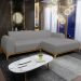 Sofá 5 Lugares com Chaise Direito Sala Estar Molino 300cm D02 Linho Cinza Escuro C-416 - Lyam Decor