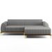 Sofá 5 Lugares com Chaise Direito Sala Estar Molino 300cm D02 Linho Cinza Escuro C-416 - Lyam Decor