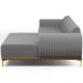 Sofá 5 Lugares com Chaise Direito Sala Estar Molino 300cm D02 Linho Cinza Escuro C-416 - Lyam Decor