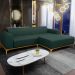 Sofá 5 Lugares com Chaise Direito Sala Estar Molino 300cm D02 Linho Verde Musgo C-117 - Lyam Decor
