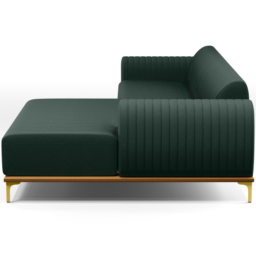 Sofá 5 Lugares com Chaise Direito Sala Estar Molino 300cm D02 Linho Verde Musgo C-117 - Lyam Decor