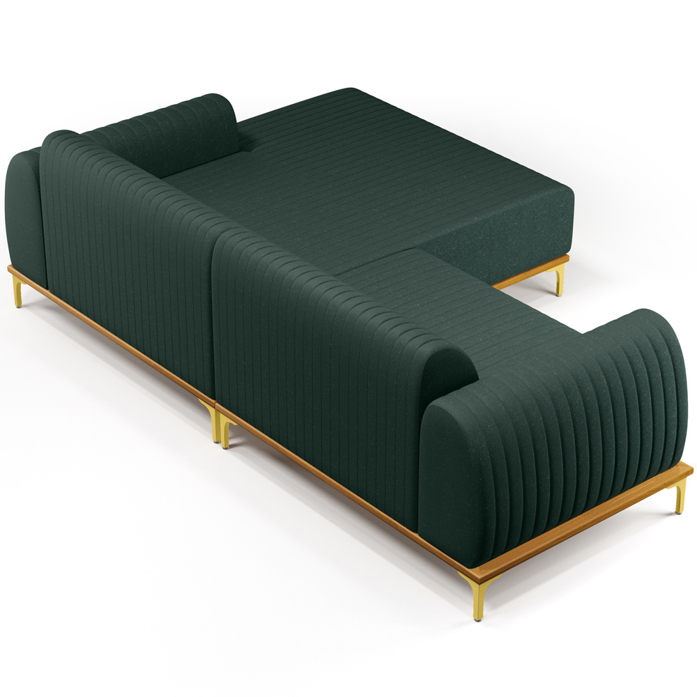 Sofá 5 Lugares com Chaise Direito Sala Estar Molino 300cm D02 Linho Verde Musgo C-117 - Lyam Decor