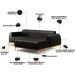 Sofá 5 Lugares com Chaise Direito Sala de Estar Molino 300cm D02 Couríssimo Preto B-159 - Lyam Decor