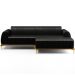 Sofá 5 Lugares com Chaise Direito Sala de Estar Molino 300cm D02 Couríssimo Preto B-159 - Lyam Decor