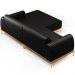 Sofá 5 Lugares com Chaise Direito Sala de Estar Molino 300cm D02 Couríssimo Preto B-159 - Lyam Decor