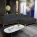 Sofá 5 Lugares com Chaise Direito Sala de Estar Molino 300cm D02 Linho Chumbo D-465 - Lyam Decor