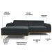 Sofá 5 Lugares com Chaise Esquerdo Para Sala Molino 300cm D02 Veludo Cinza C-317 - Lyam Decor