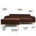Sofá 5 Lugares com Chaise Esquerdo Para Sala Molino 300cm D02 Veludo Marrom B-276 - Lyam Decor