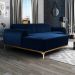 Sofá 5 Lugares com Chaise Esquerdo Para Sala Molino 320cm D02 Veludo Azul Oxford B-304 - Lyam Decor