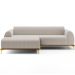 Sofá 5 Lugares com Chaise Esquerdo Para Sala de Estar Molino 300cm D02 Base Castanho Pés D'ouro Bouclê Creme C-54 - Lyam Decor