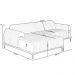 Sofá 5 Lugares com Chaise Esquerdo Para Sala de Estar Molino 300cm D02 Base Castanho Pés D'ouro Bouclê Creme C-54 - Lyam Decor