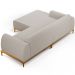 Sofá 5 Lugares com Chaise Esquerdo Para Sala de Estar Molino 300cm D02 Base Castanho Pés D'ouro Bouclê Creme C-54 - Lyam Decor