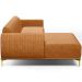 Sofá 5 Lugares com Chaise Esquerdo Para Sala de Estar Molino 300cm D02 Base Castanho Pés D'ouro Couríssimo Whisky B-90 - Lyam Decor